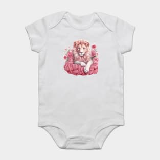 Pink Christmas Lion Baby Bodysuit